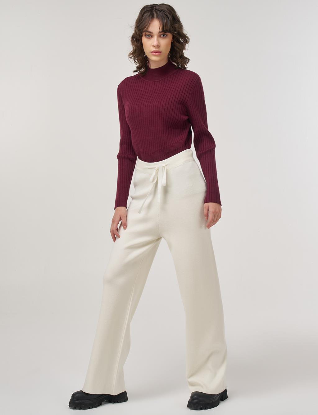 Drawstring Viscose Knit Pants Cream 