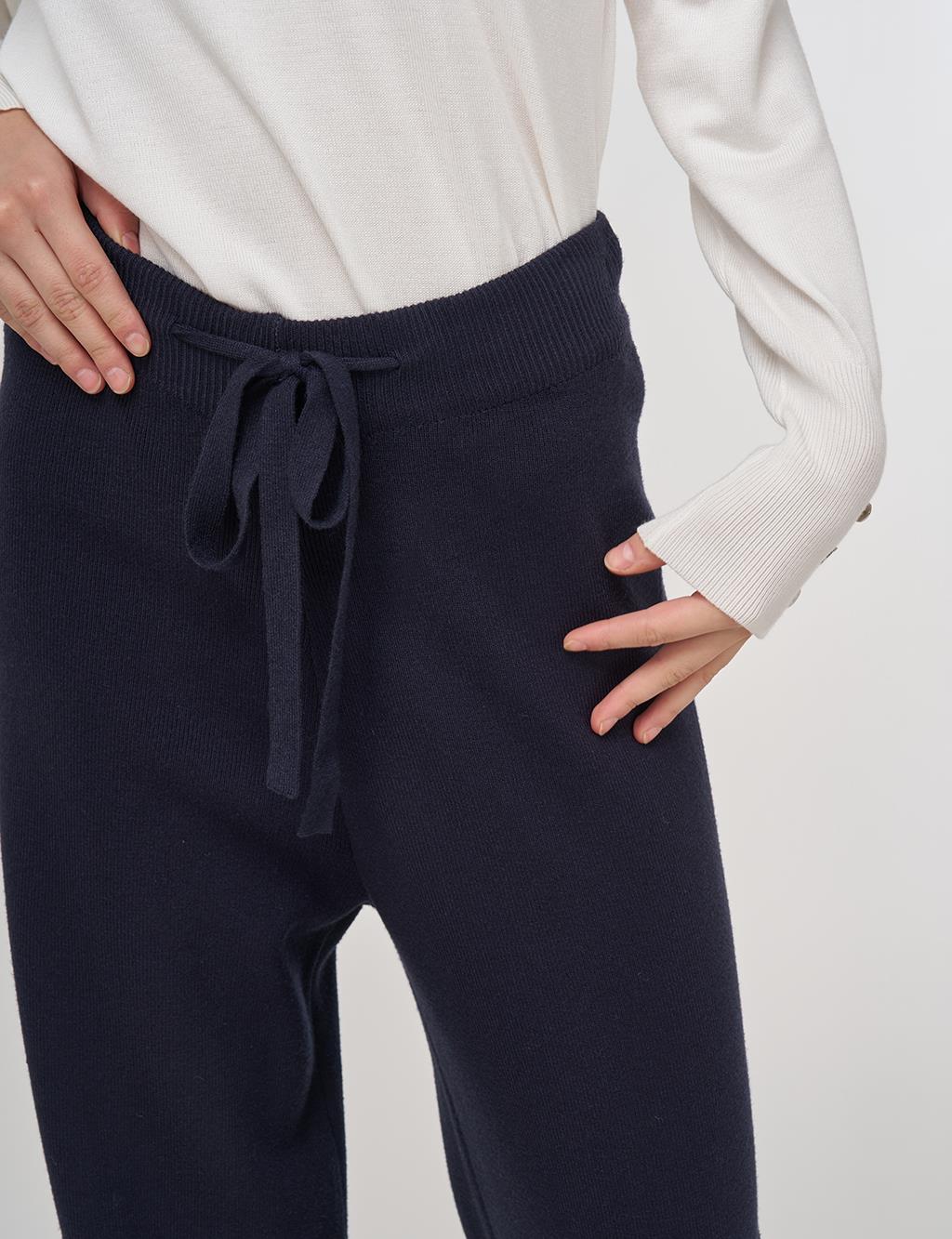 Drawstring Viscose Knit Pants Dark Navy 