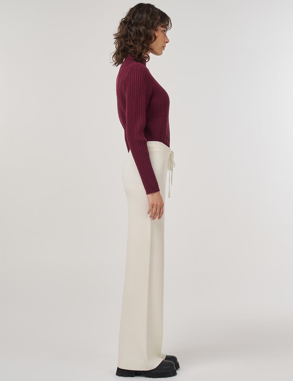 Drawstring Viscose Knit Pants Cream 