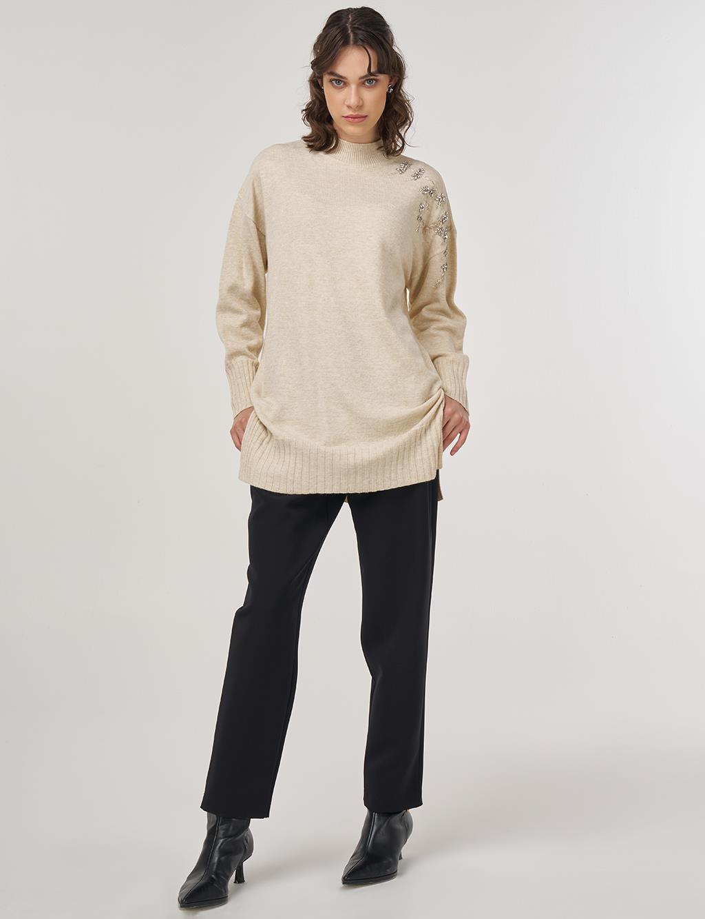 Stone-Embellished Knit Tunic Stone
