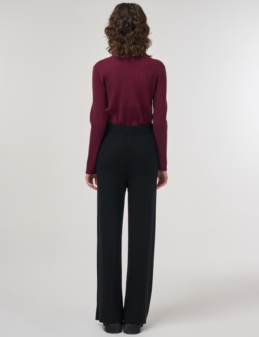 Drawstring Viscose Knit Pants Black