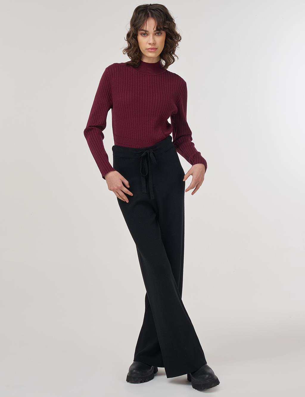 Drawstring Viscose Knit Pants Black