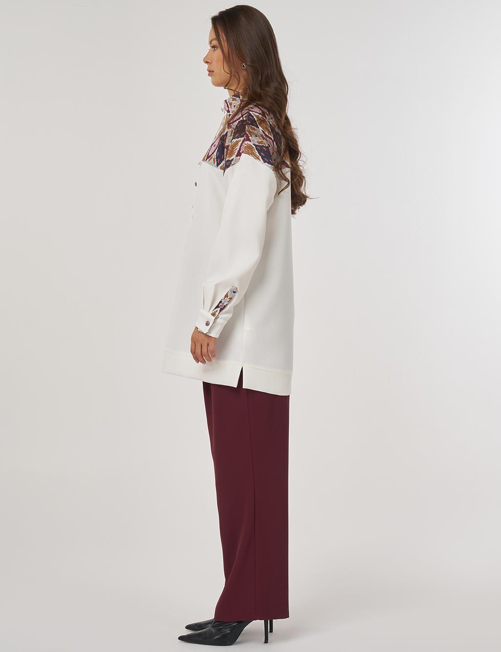 Stand Collar Sweatshirt – Ecru 