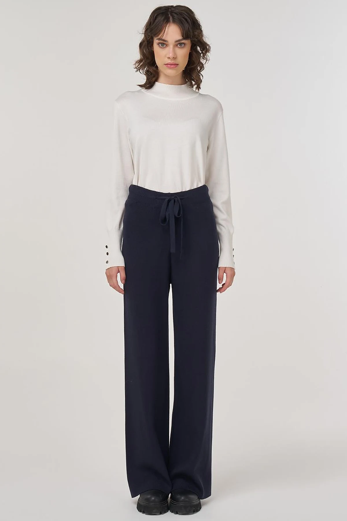 Drawstring Viscose Knit Pants Dark Navy 