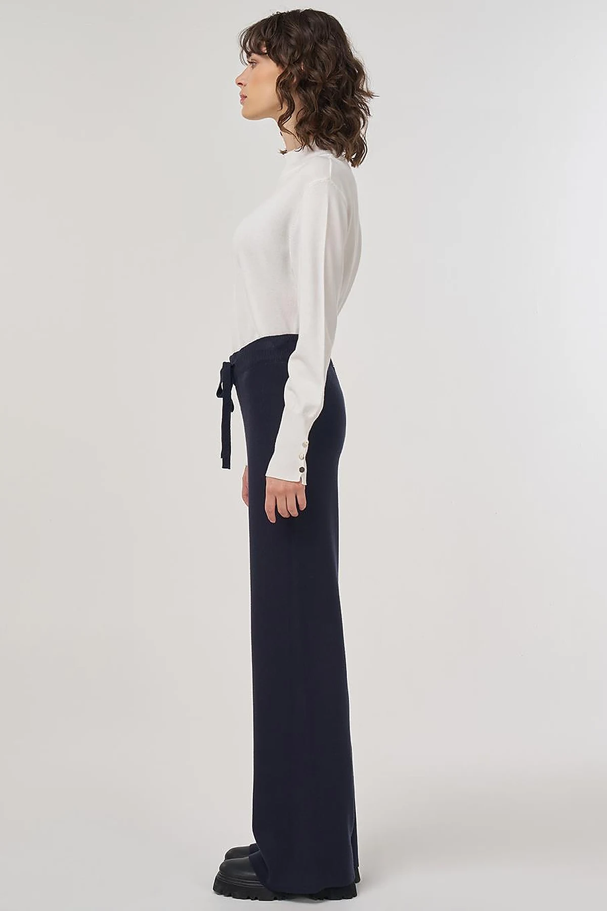Drawstring Viscose Knit Pants Dark Navy 