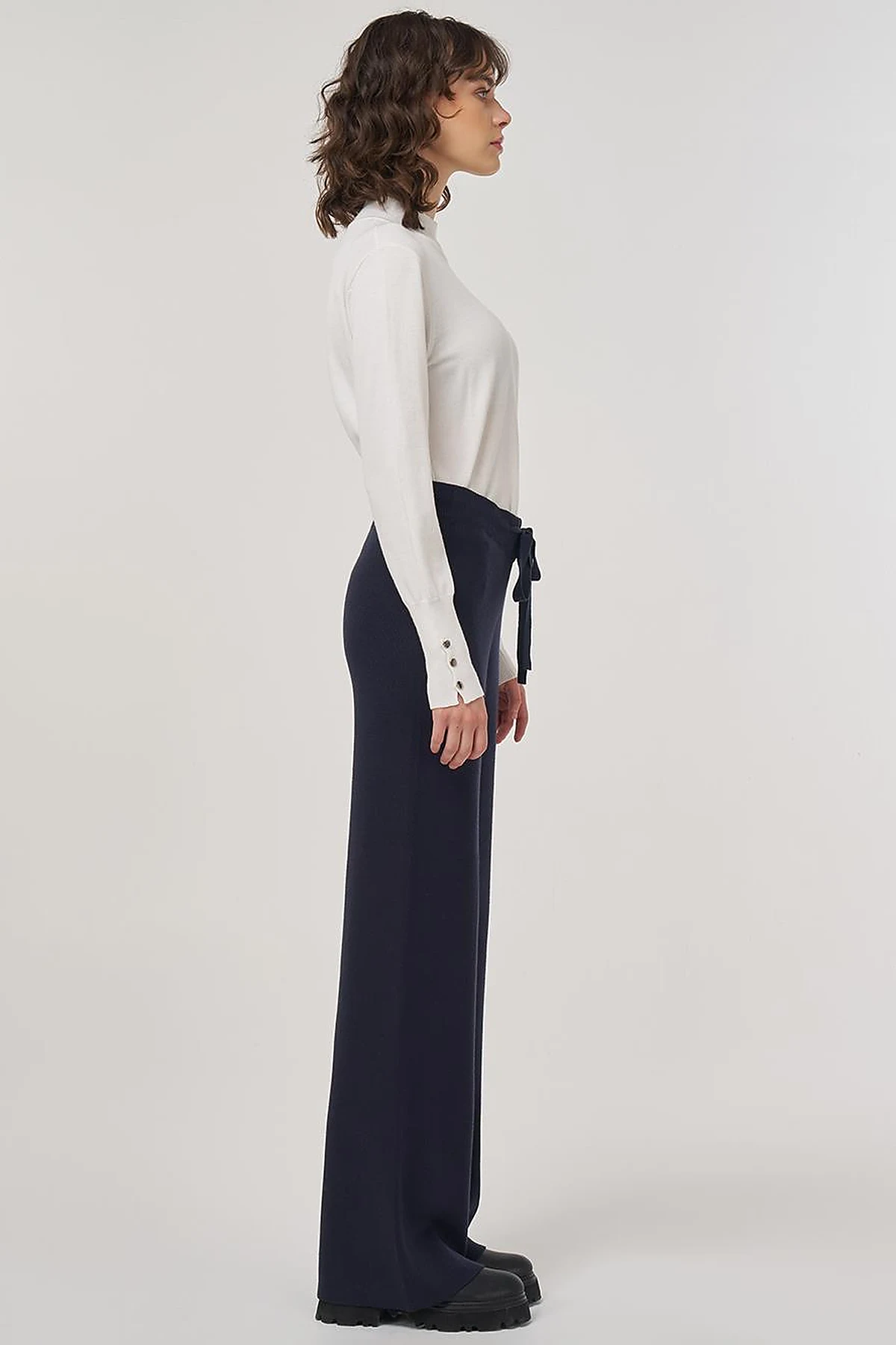Drawstring Viscose Knit Pants Dark Navy 