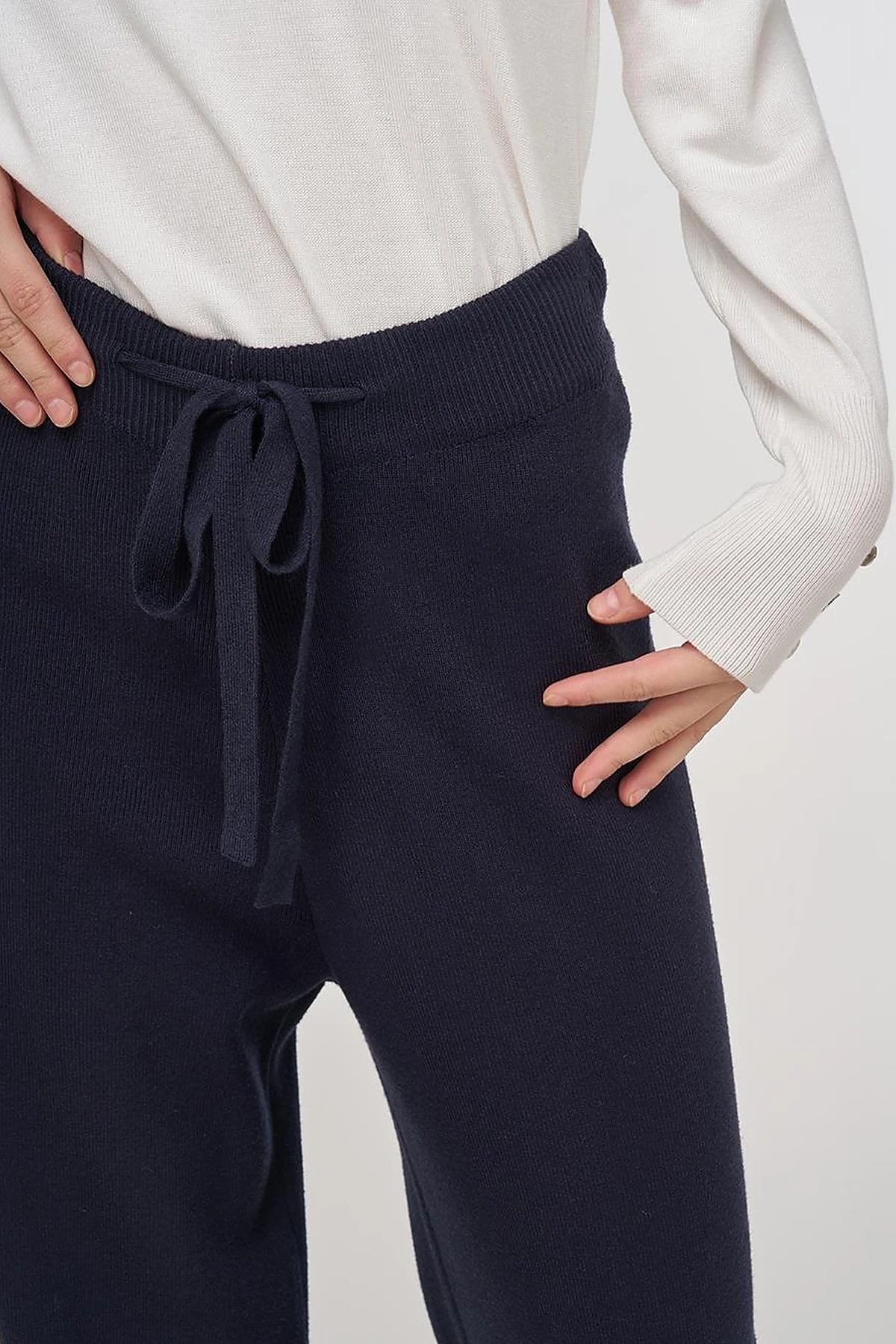 Drawstring Viscose Knit Pants Dark Navy 