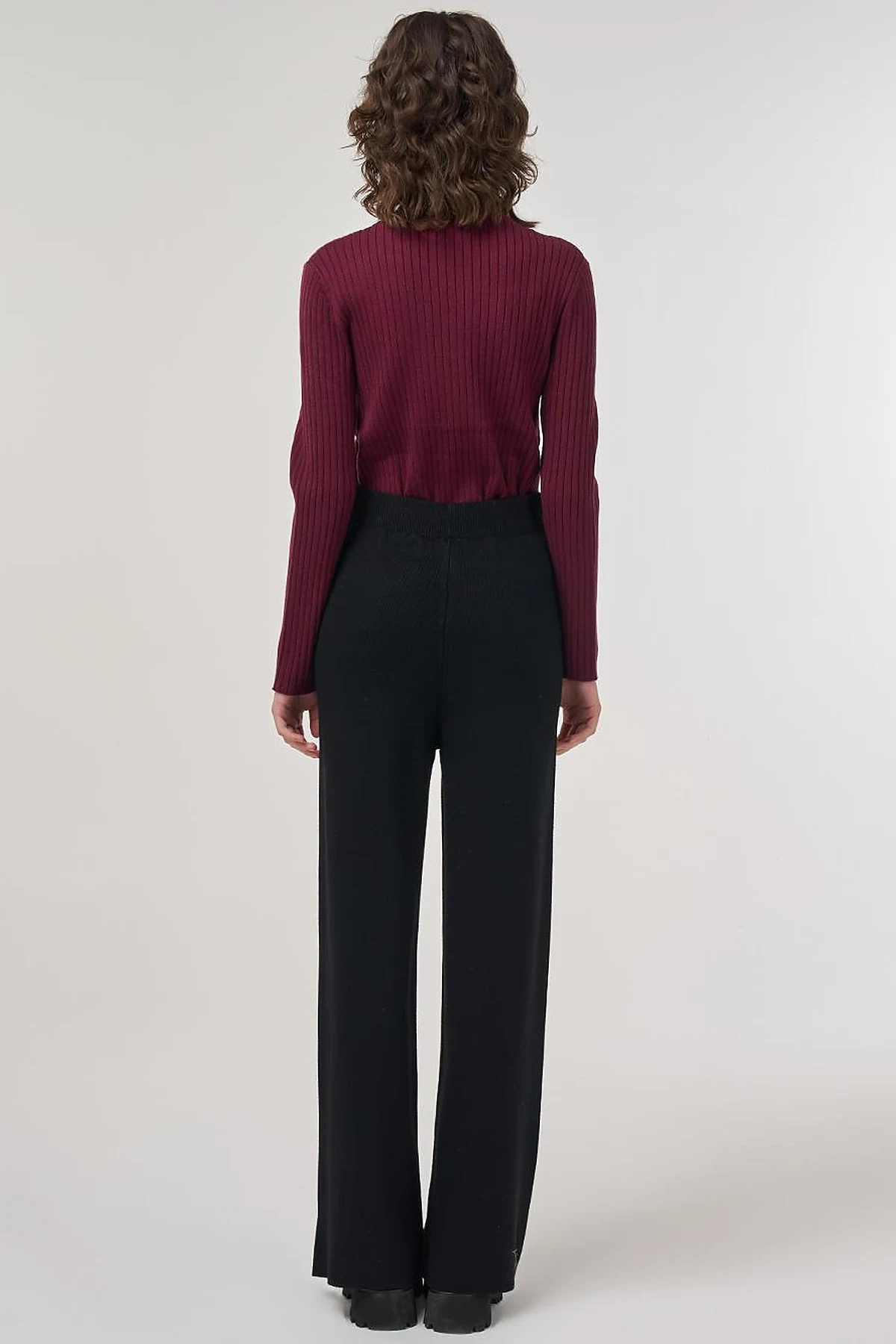 Drawstring Viscose Knit Pants Black