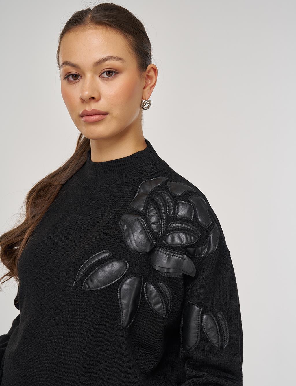 Appliqué Knit Tunic Black