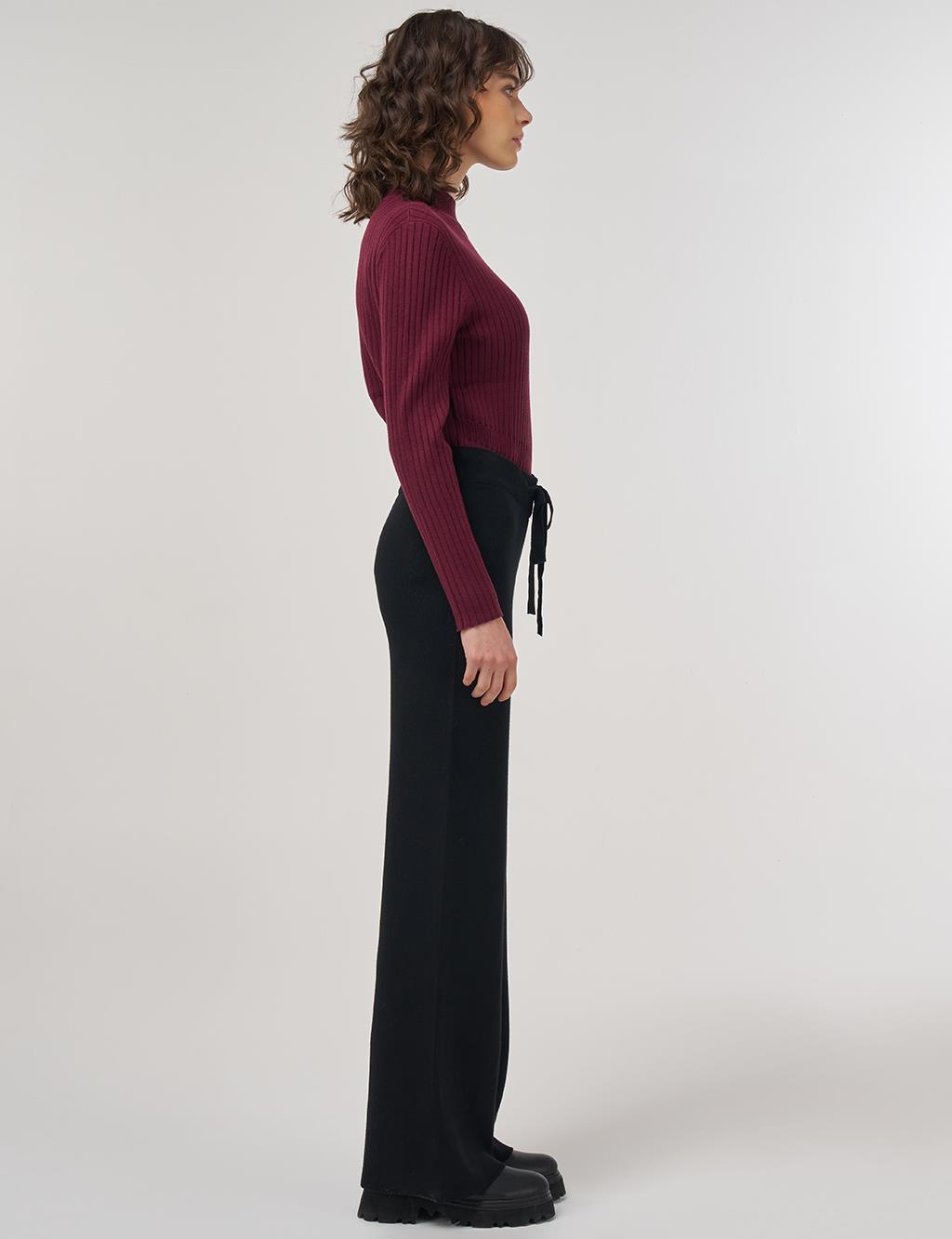 Drawstring Viscose Knit Pants Black