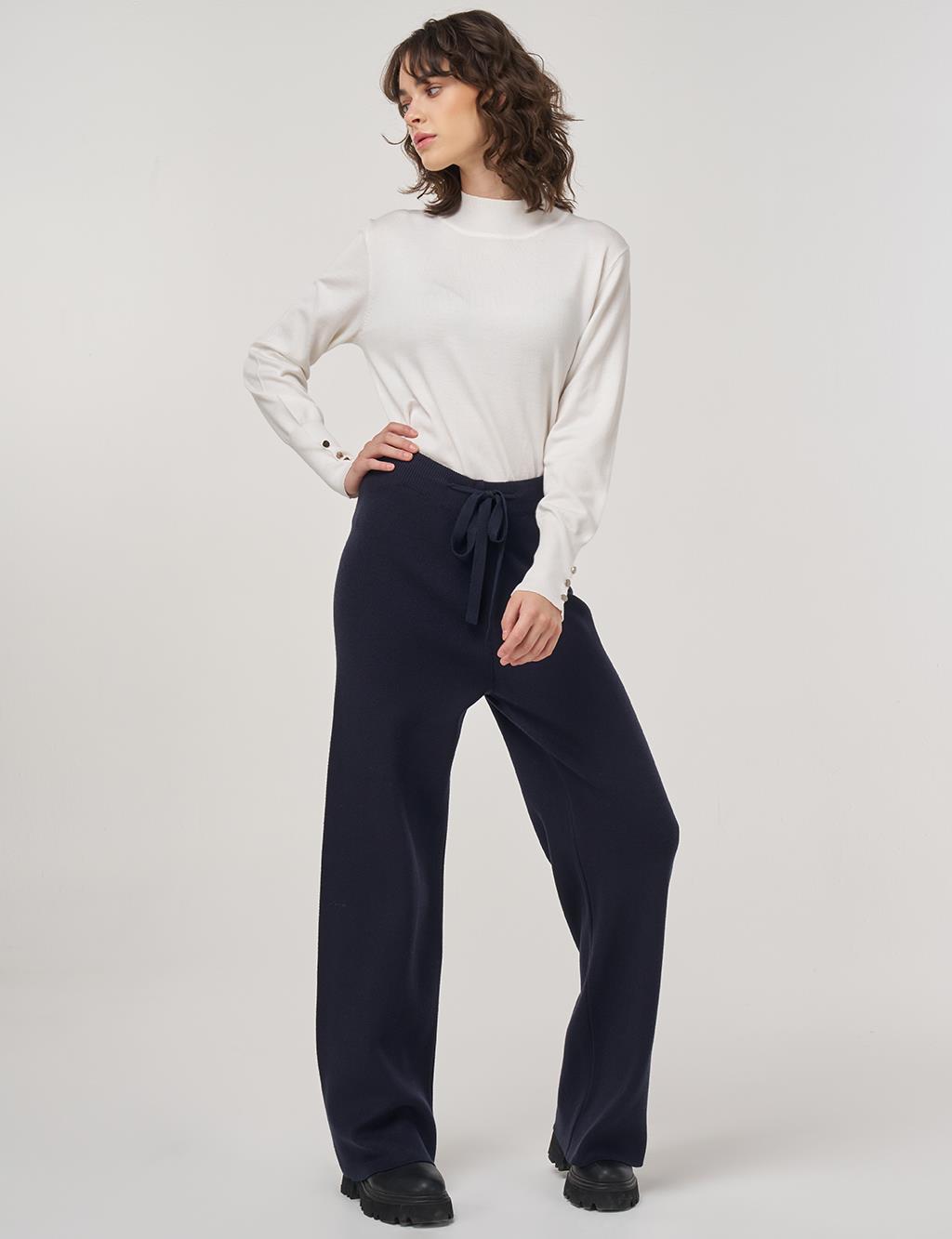 Drawstring Viscose Knit Pants Dark Navy 