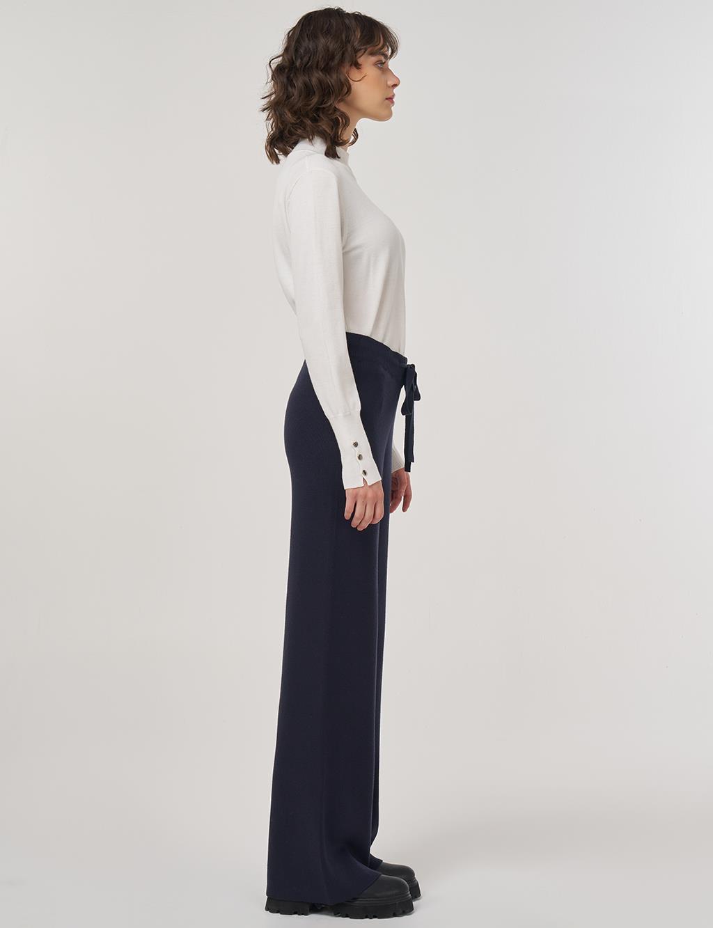 Drawstring Viscose Knit Pants Dark Navy 