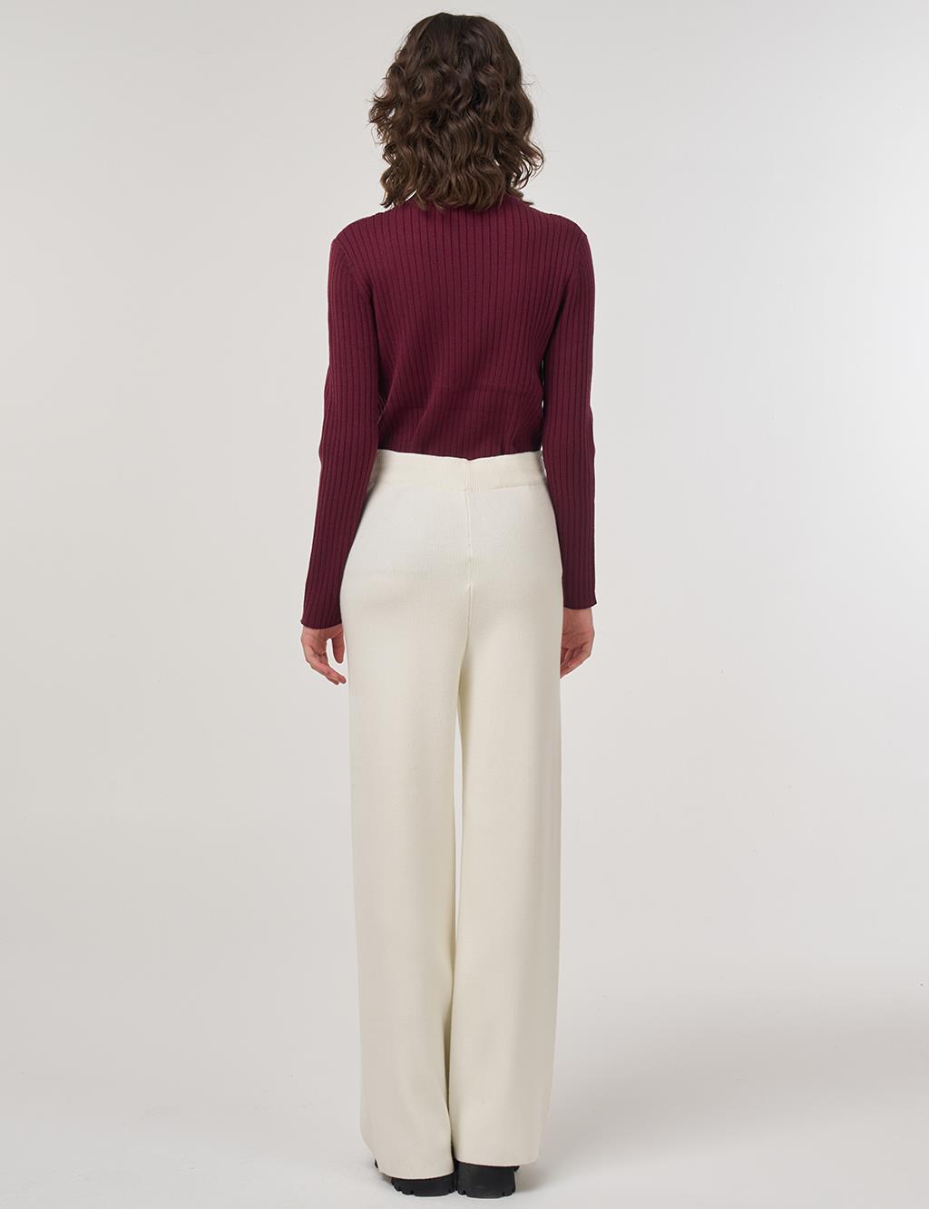 Drawstring Viscose Knit Pants Cream 