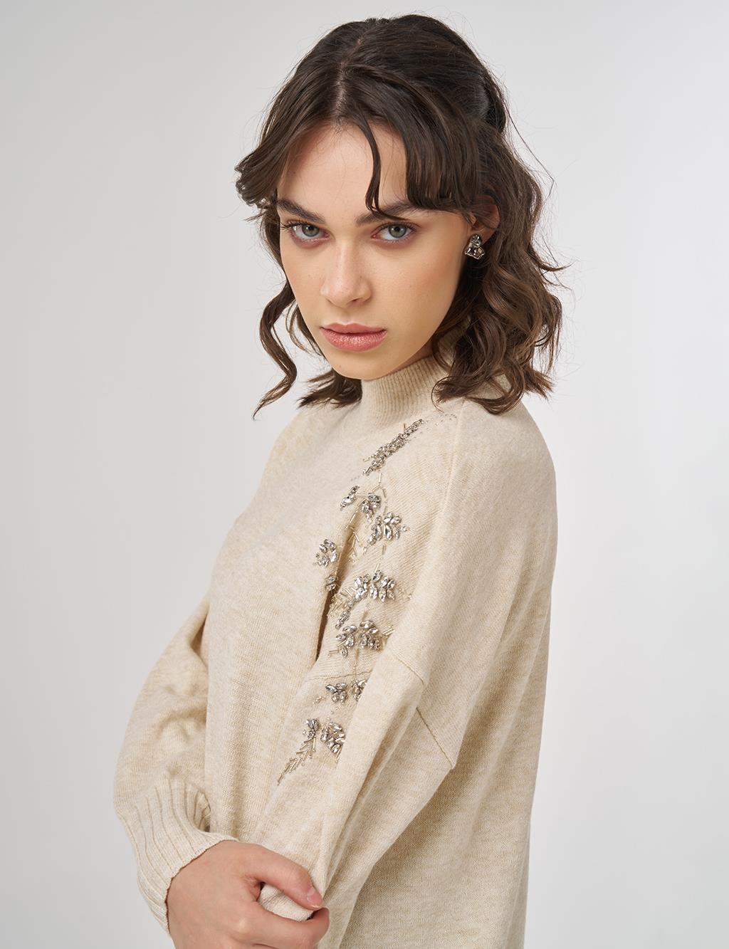 Stone-Embellished Knit Tunic Stone