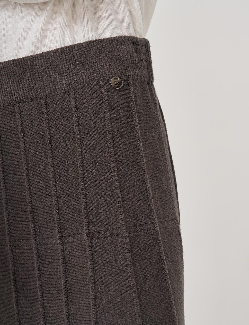 Dikiş Detaylı Viskon Triko Etek Antrasit