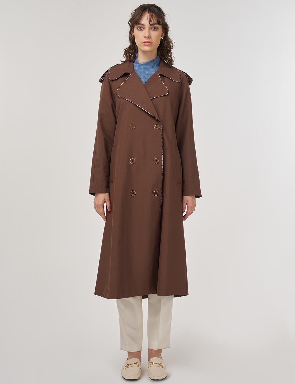 Piping-Detail Trench Coat – Cocoa