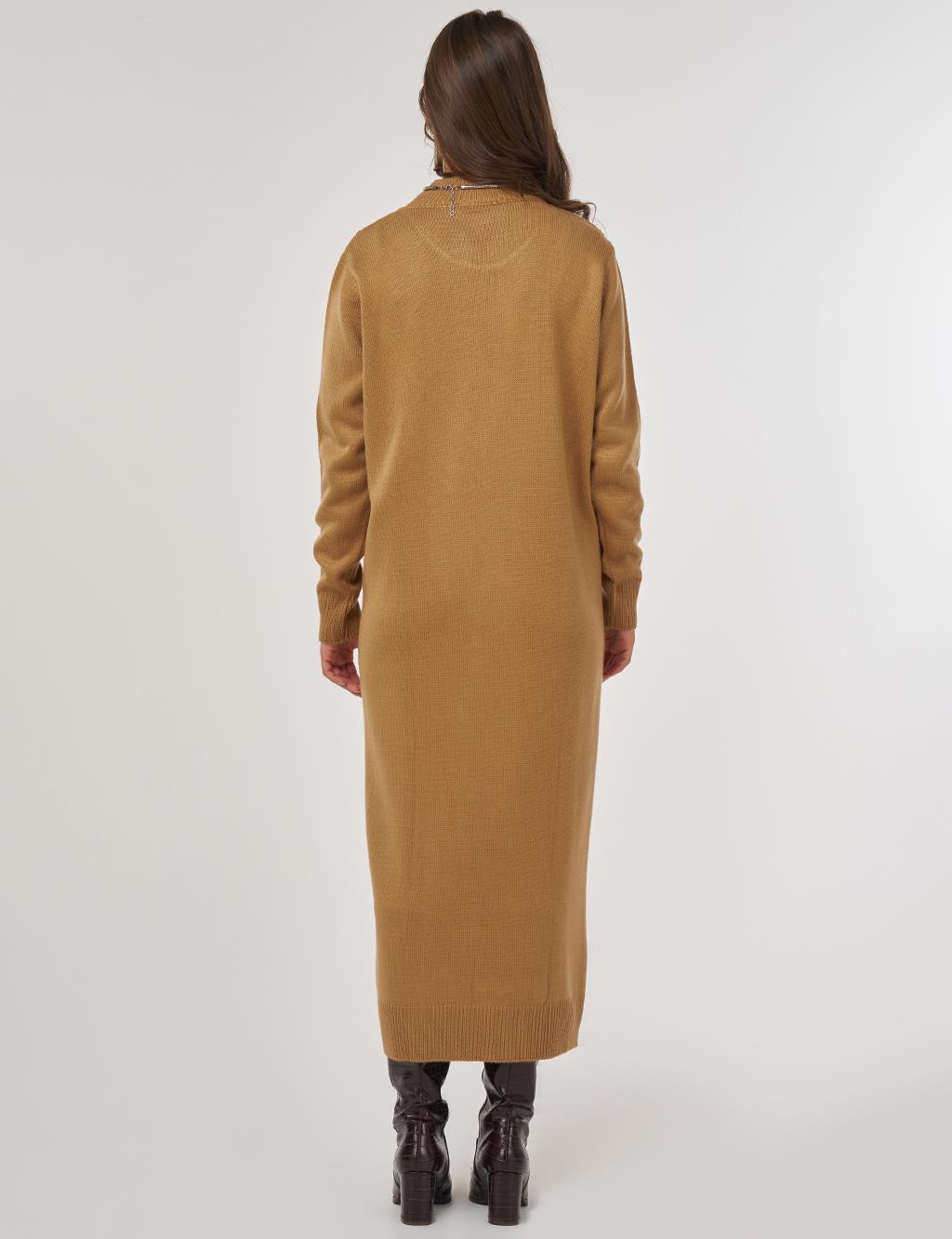 Knitted Pattern Knit Dress – Fawn