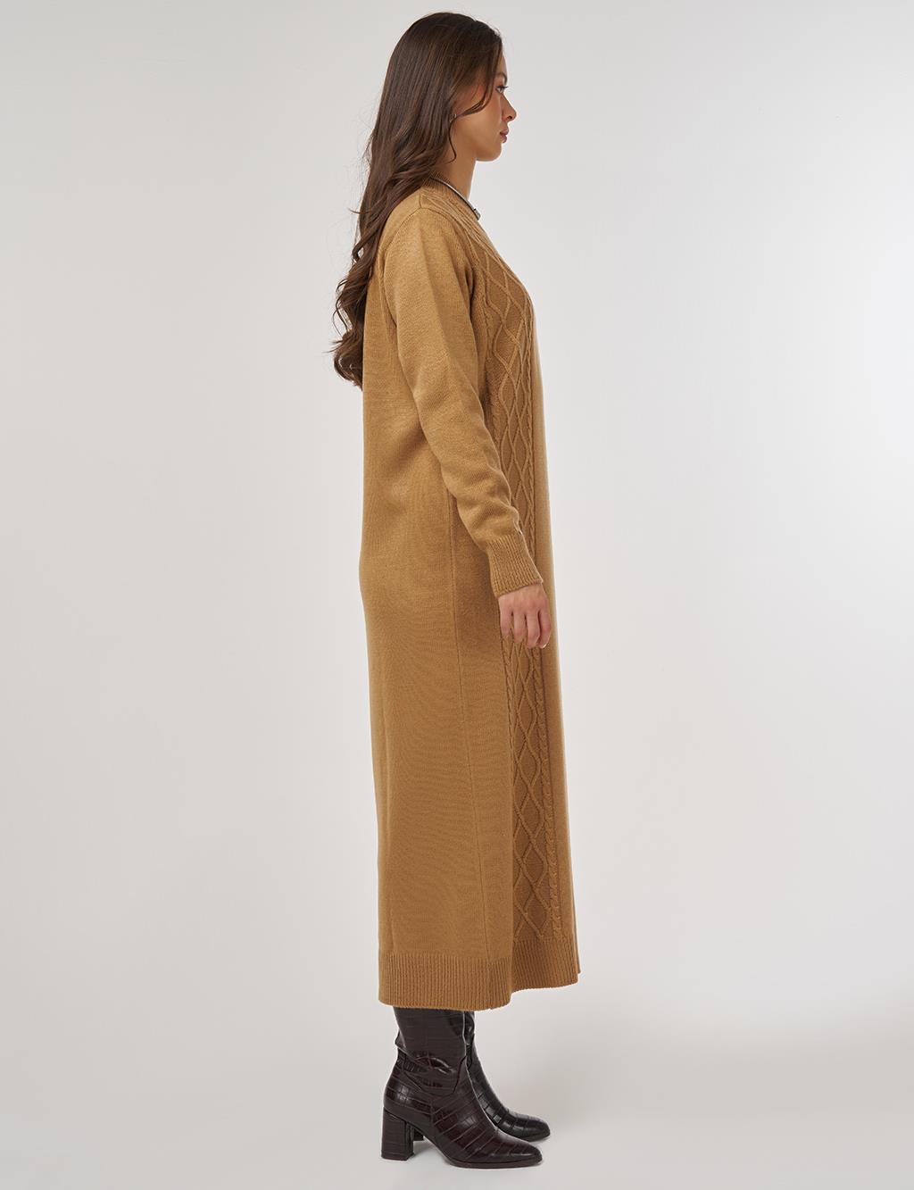 Knitted Pattern Knit Dress – Fawn