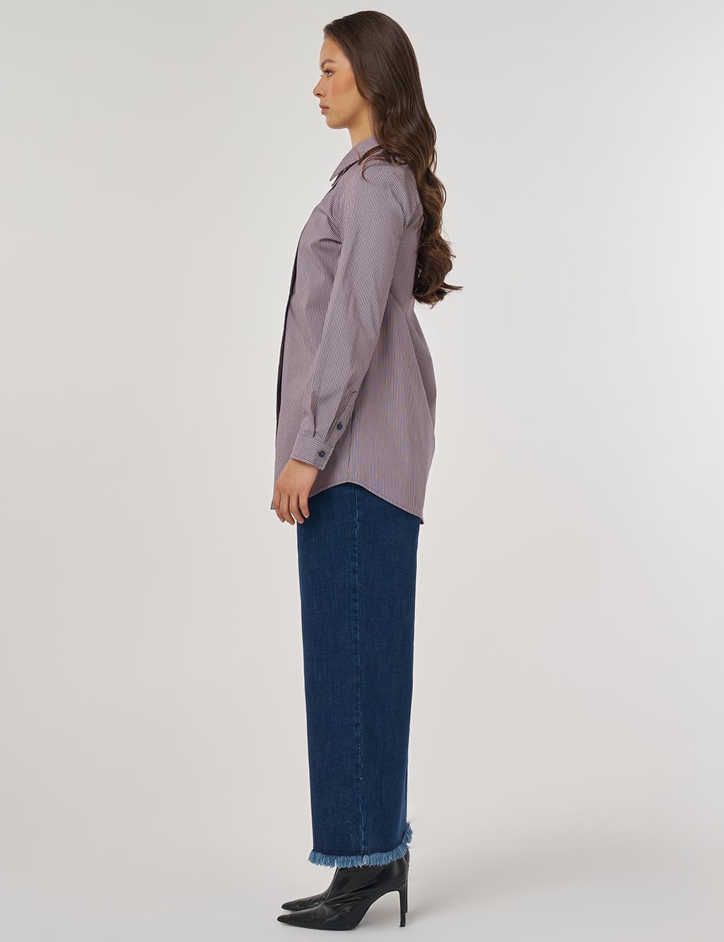 Stitch-Detail Cotton Tunic – Navy Blue 