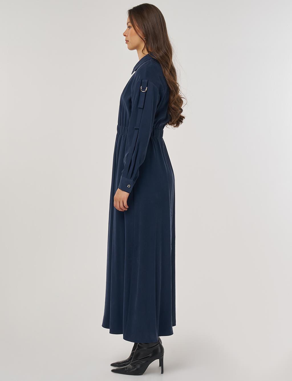 Rayon Shirt Dress – Dark Navy