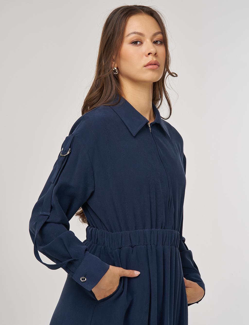 Rayon Shirt Dress – Dark Navy
