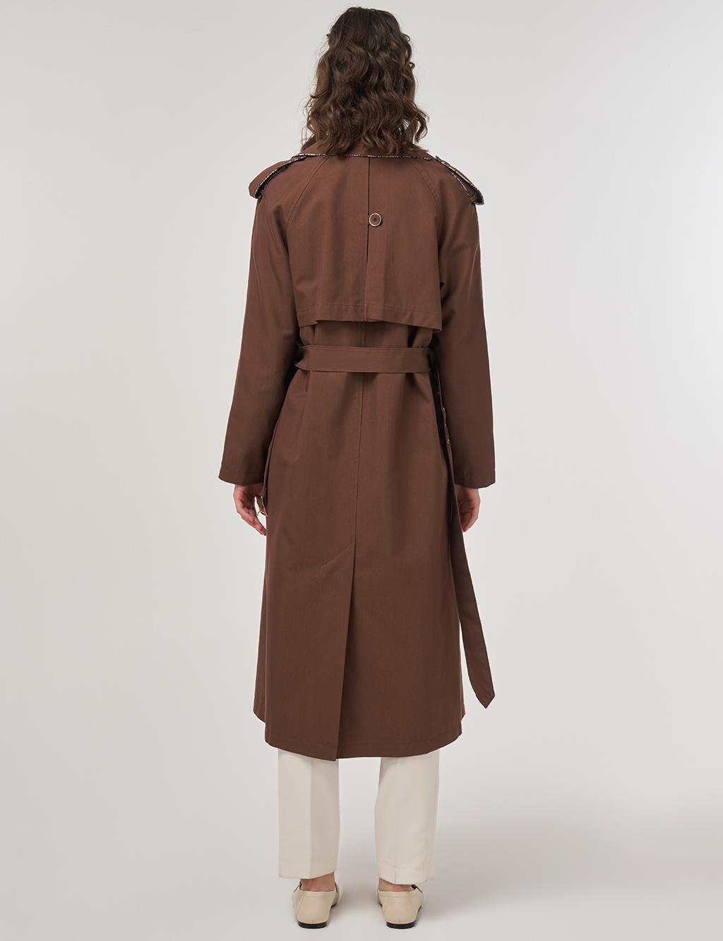 Piping-Detail Trench Coat – Cocoa