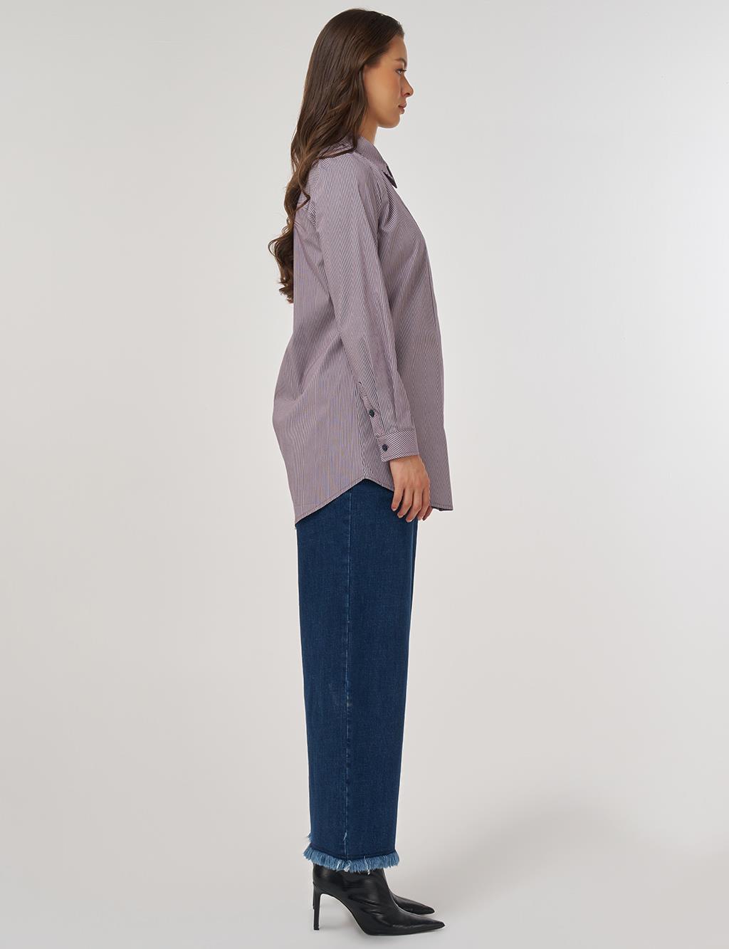 Stitch-Detail Cotton Tunic – Navy Blue 