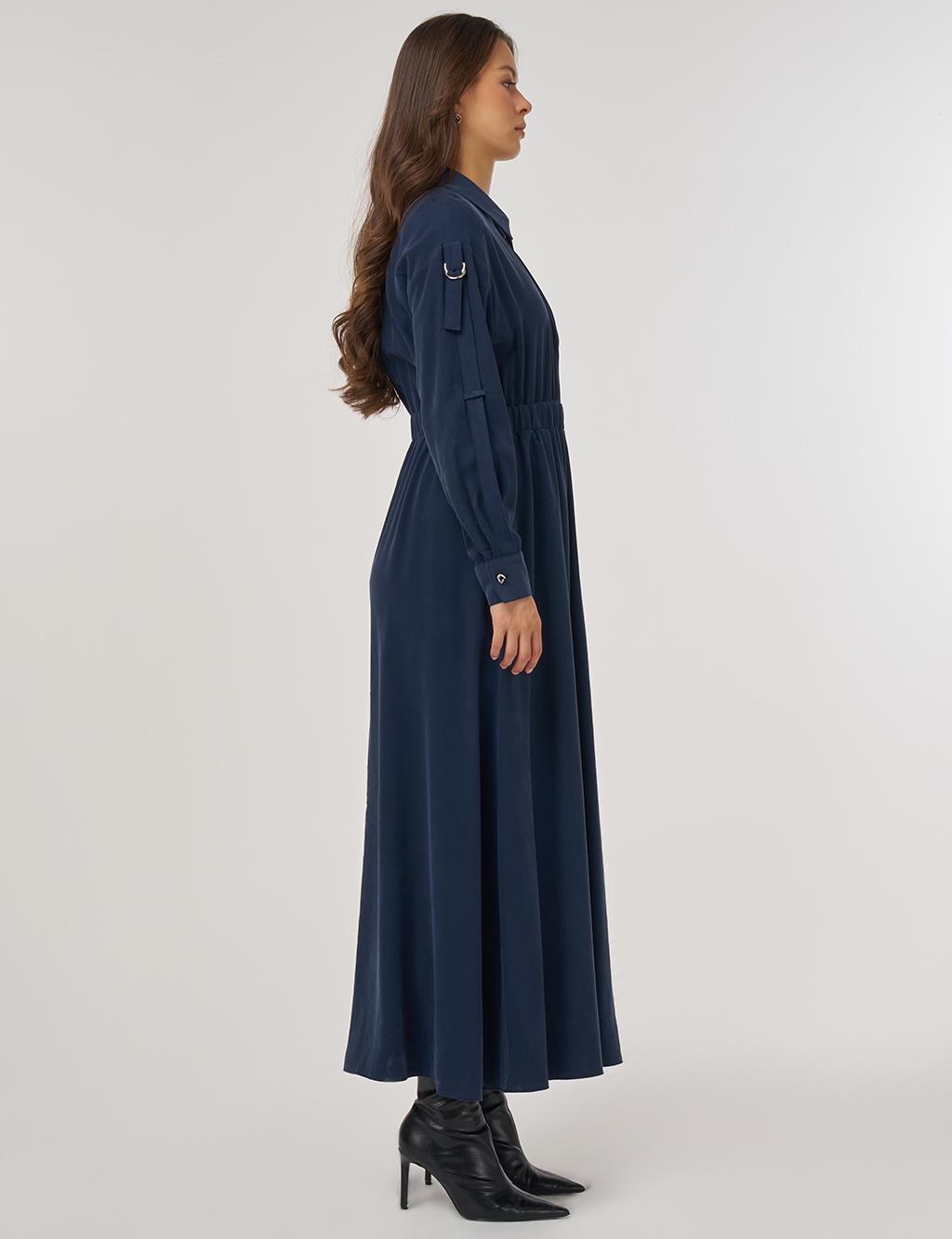 Rayon Shirt Dress – Dark Navy