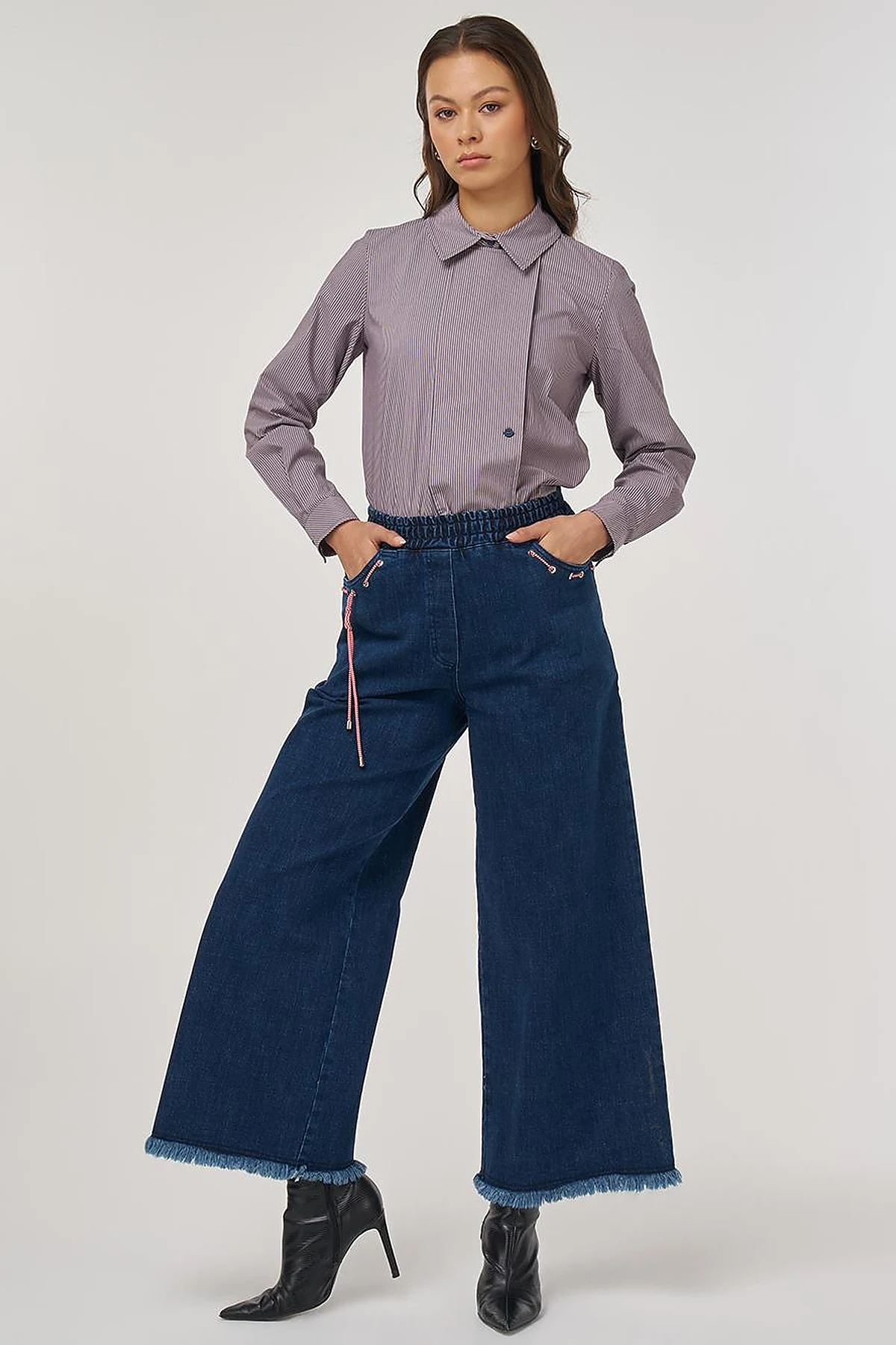 Aksesuar Detaylı Marine Fit Denim Pantolon İndigo