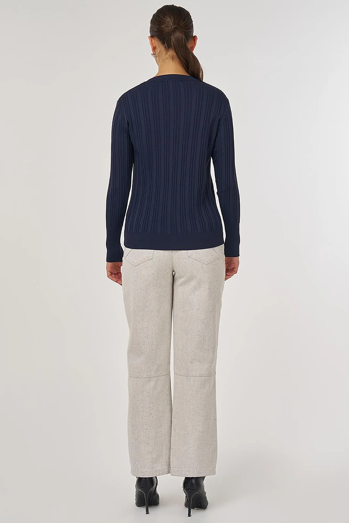 Accessory Buttoned Knit Sweater Navy