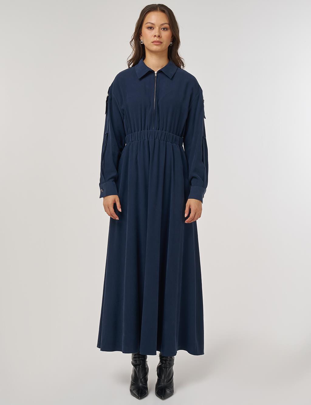 Rayon Shirt Dress – Dark Navy