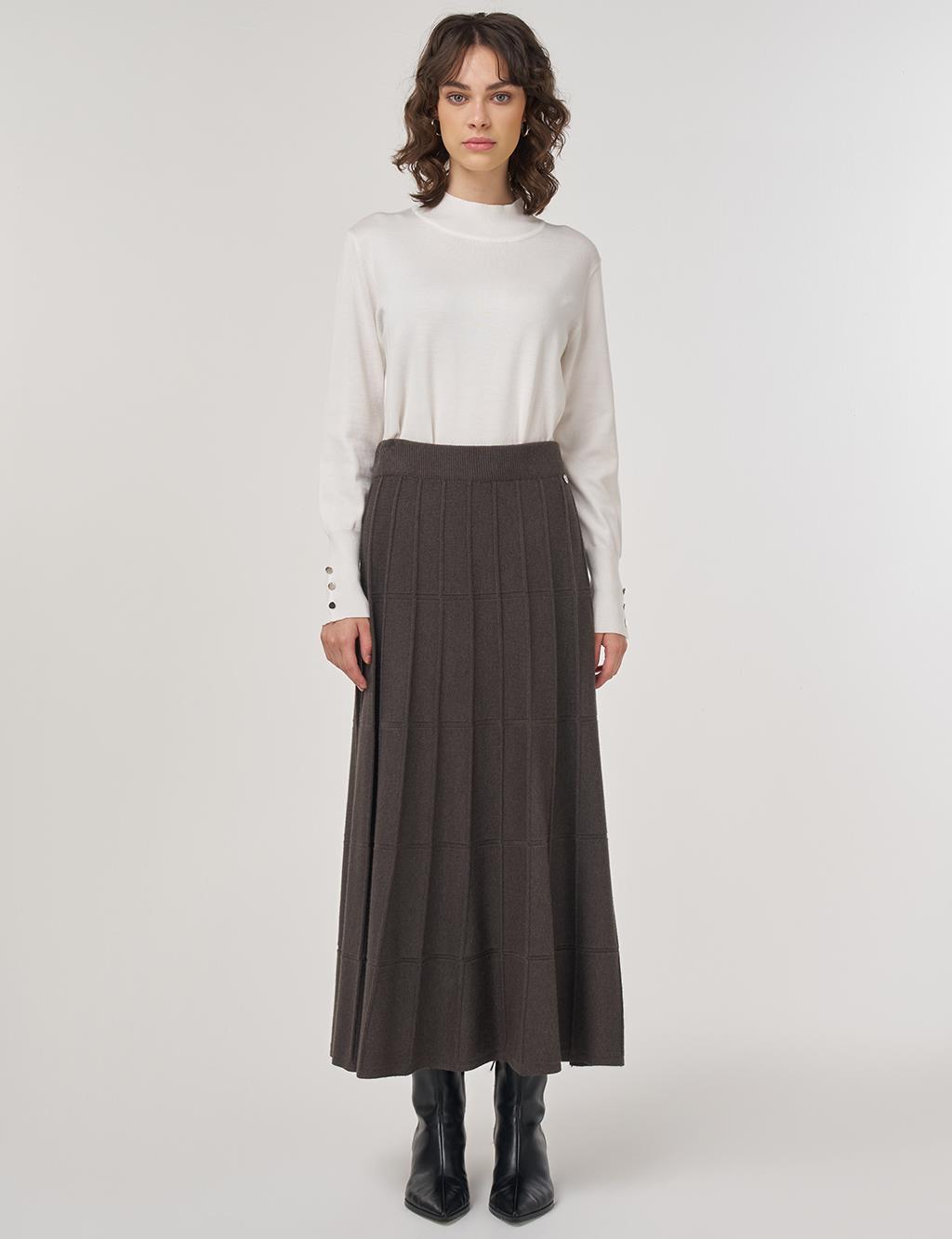 Dikiş Detaylı Viskon Triko Etek Antrasit