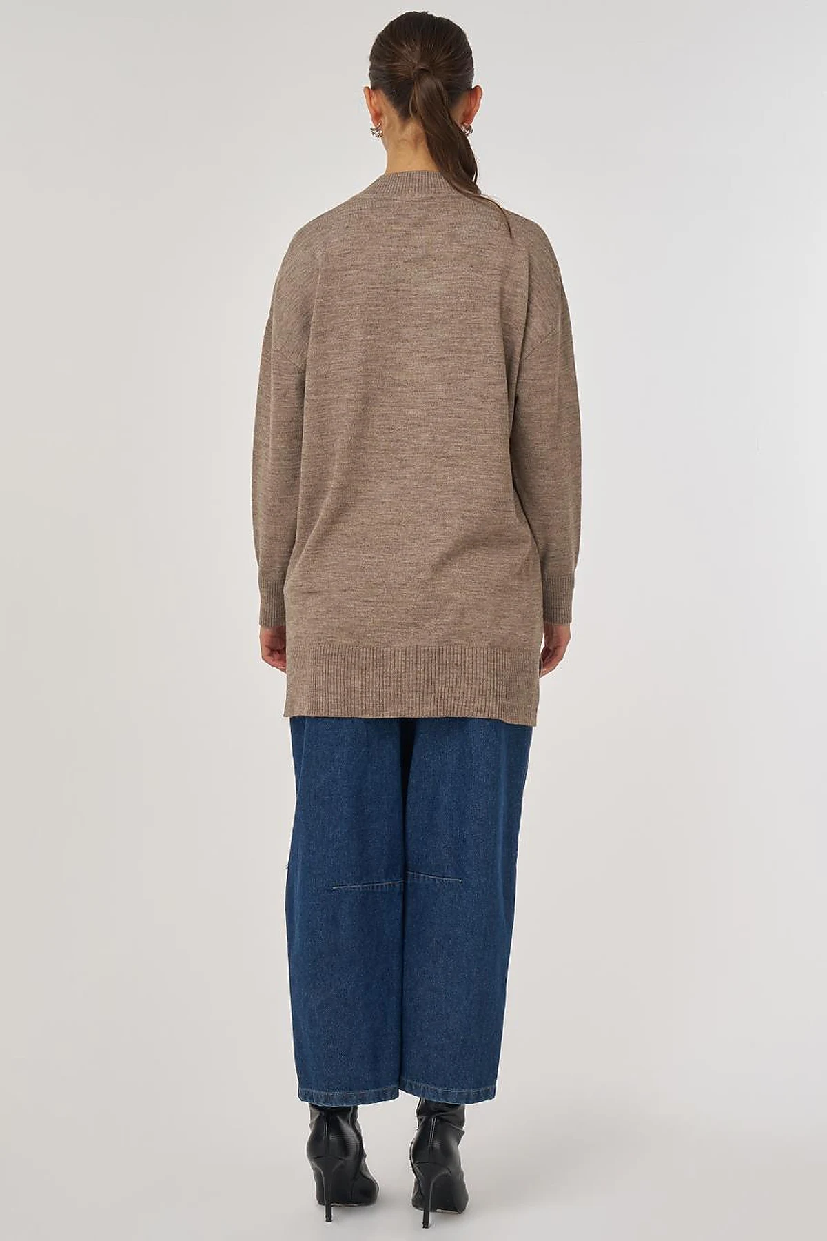 Stitched Detail Knit Tunic Beige