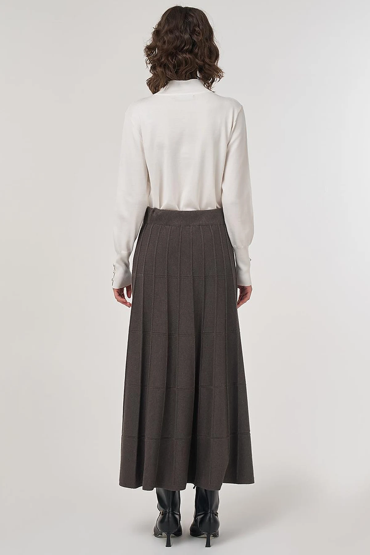 Stitched Viscose Knit Skirt in Anthracite 