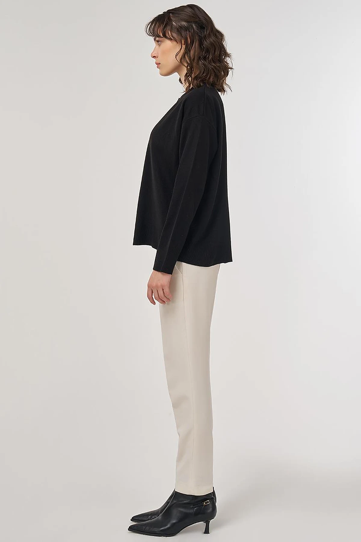 Button-Detail Knit Cardigan Black