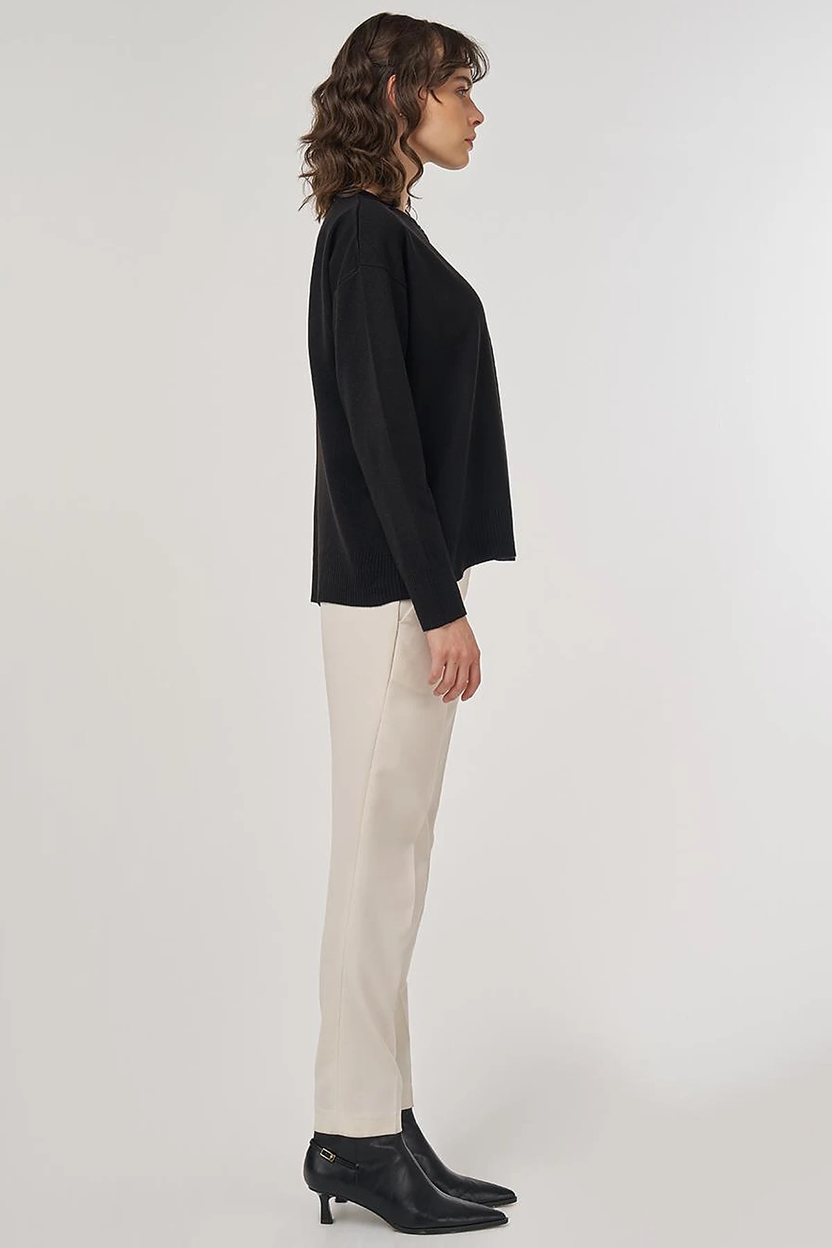 Button-Detail Knit Cardigan Black