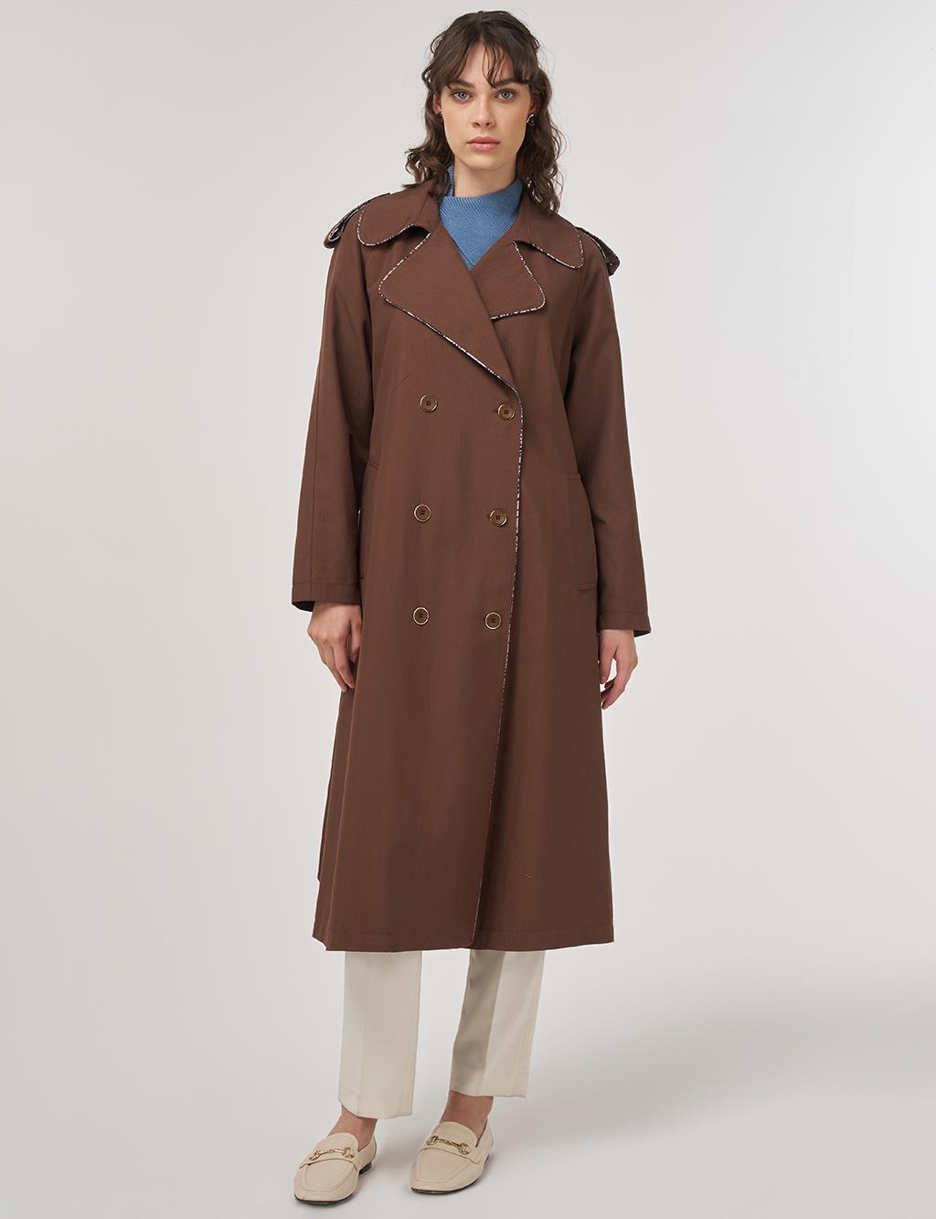 Piping-Detail Trench Coat – Cocoa