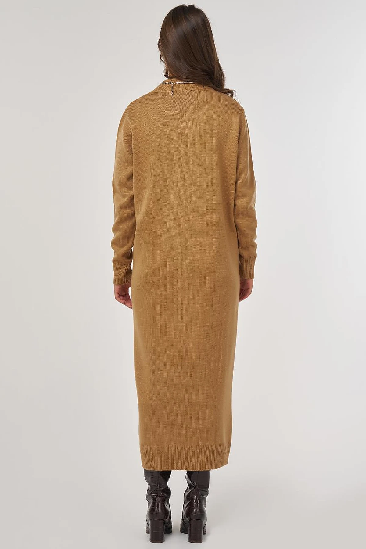 Knitted Pattern Knit Dress – Fawn