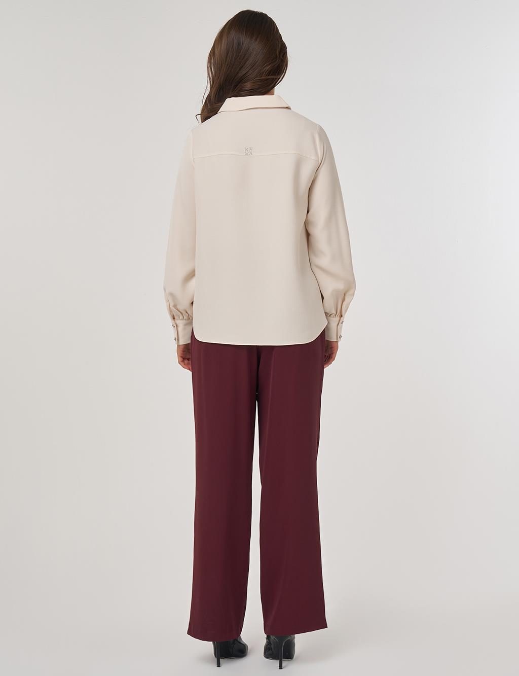 Polo Collar Blouse – Cream
