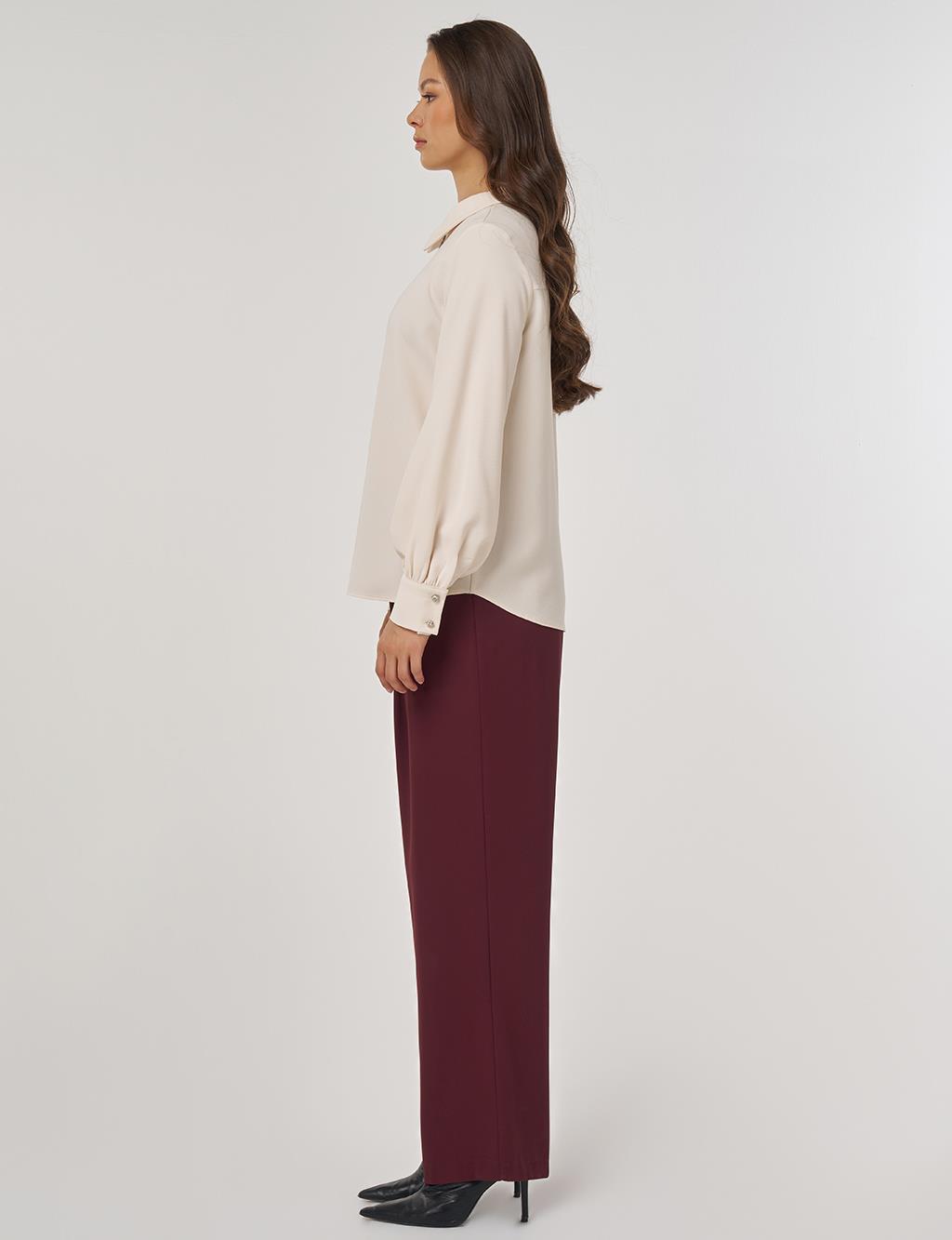 Polo Collar Blouse – Cream