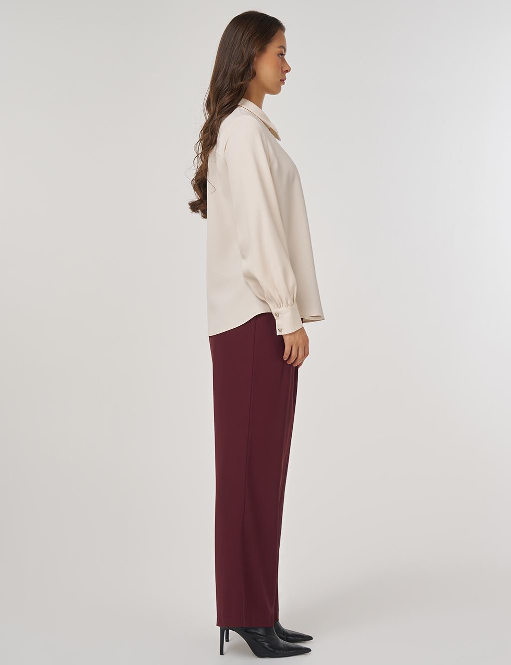 Polo Collar Blouse – Cream