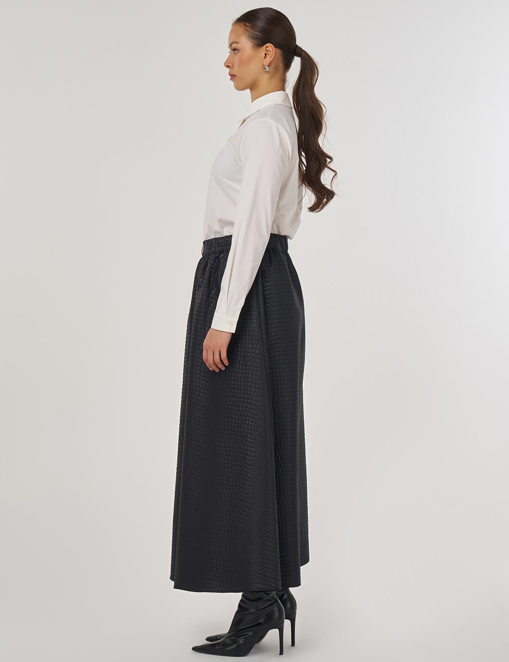 Zippered Faux Leather Skirt Black