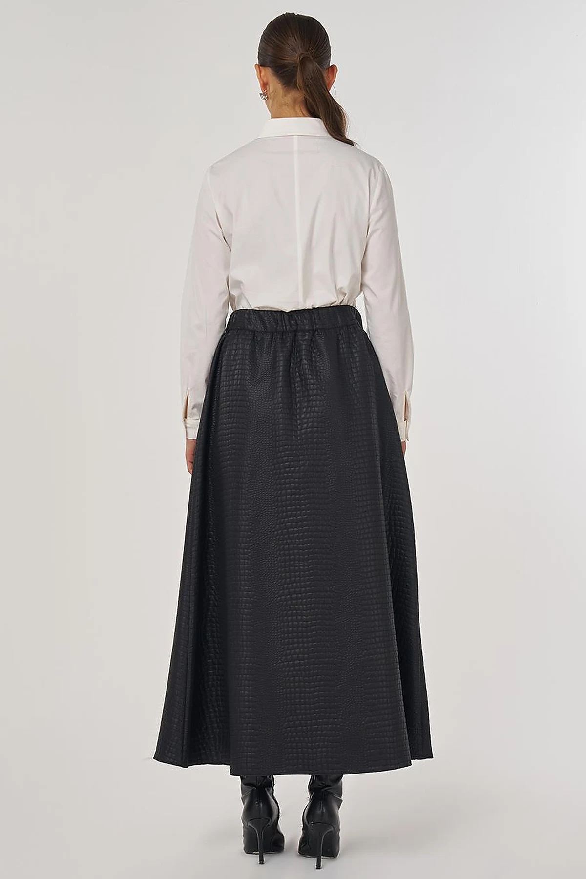 Zippered Faux Leather Skirt Black