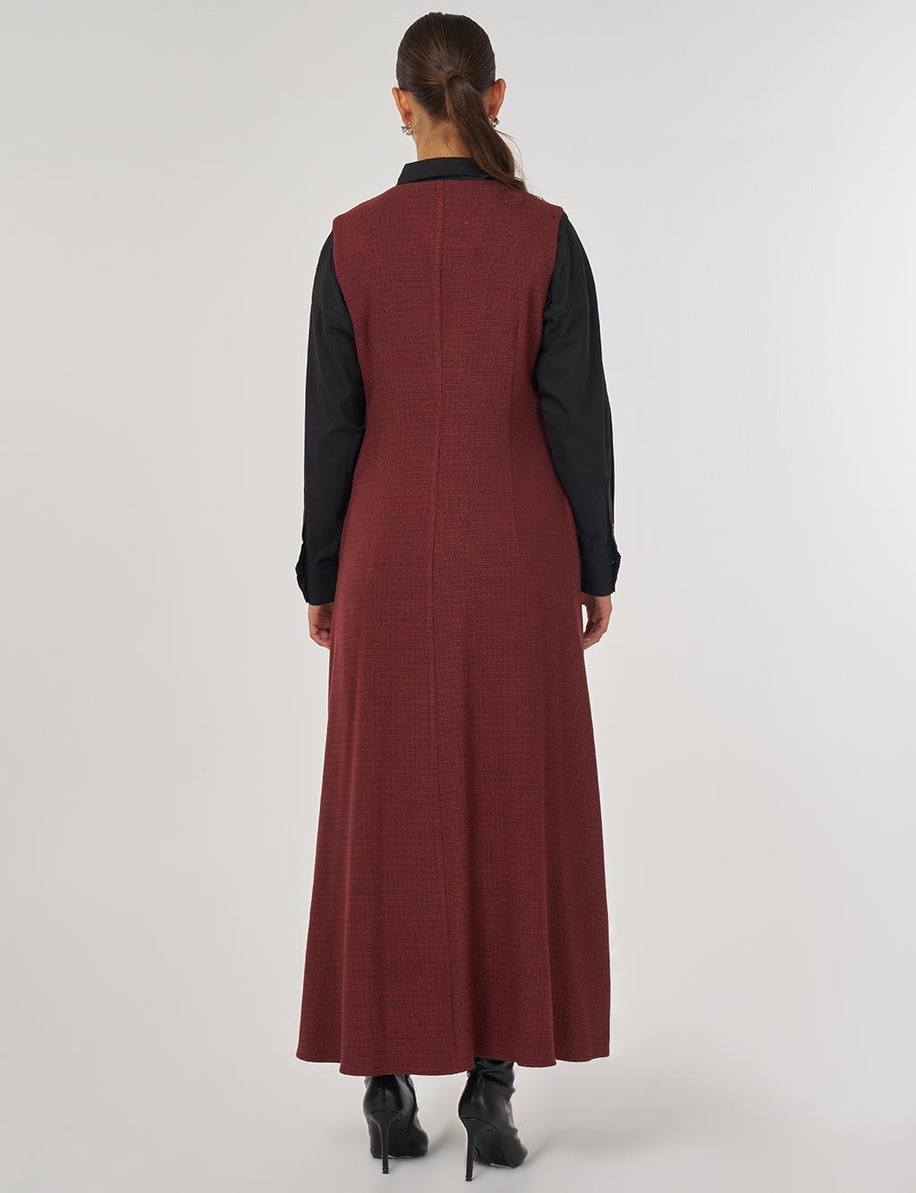 Wrap-Over Viscose Pinafore Dress Chestnut 