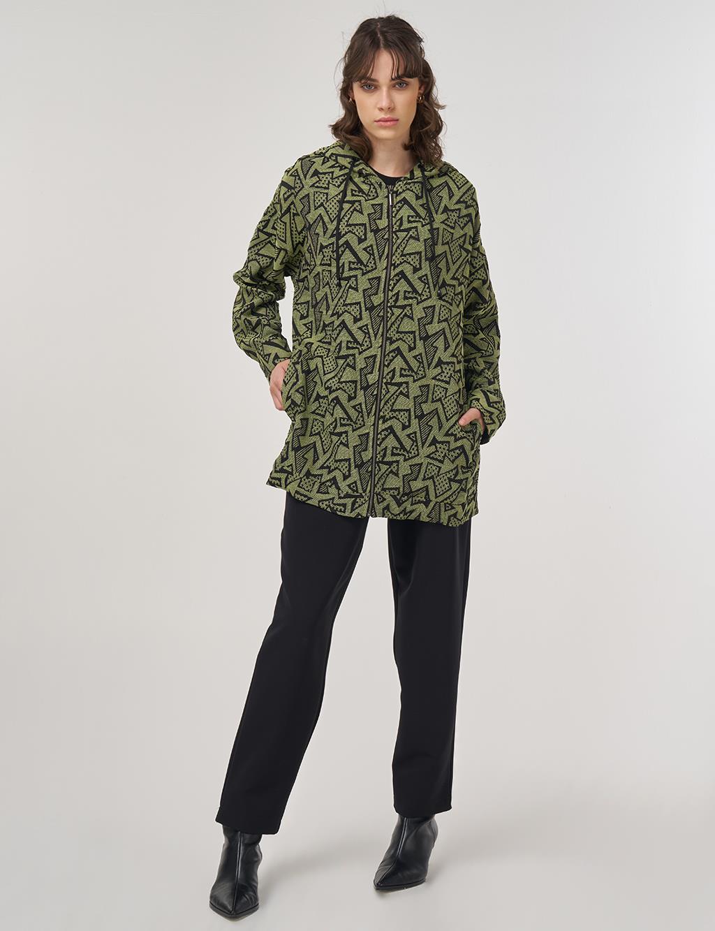 Abstract Pattern Hooded Jacket – Lime