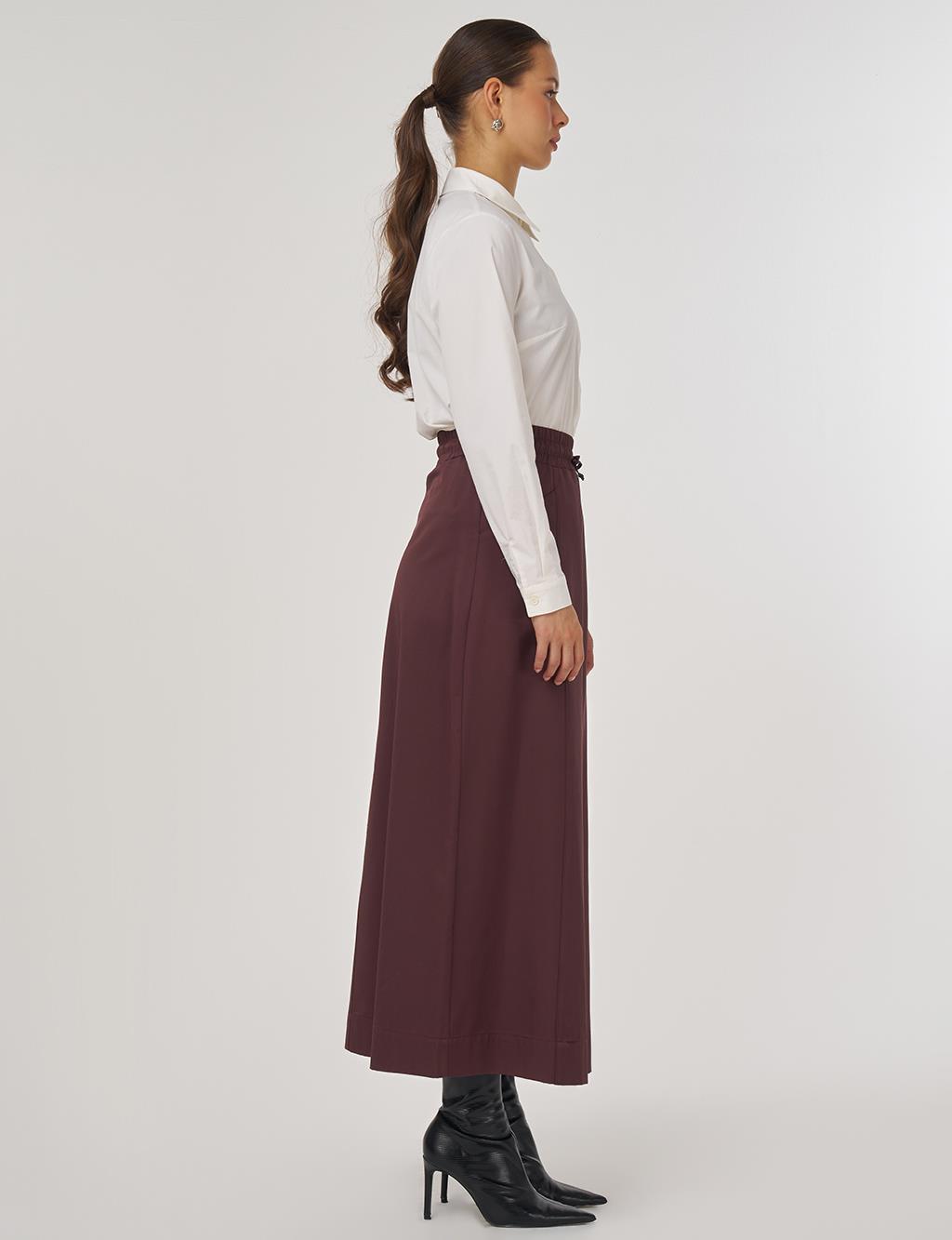 Pocket-Detail Relaxed-Fit Skirt – Dark Burgundy 