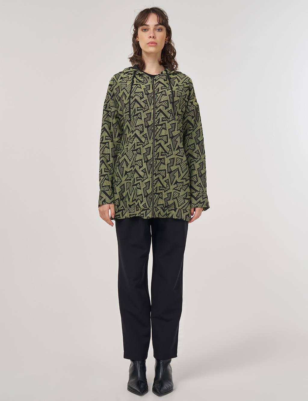 Abstract Pattern Hooded Jacket – Lime