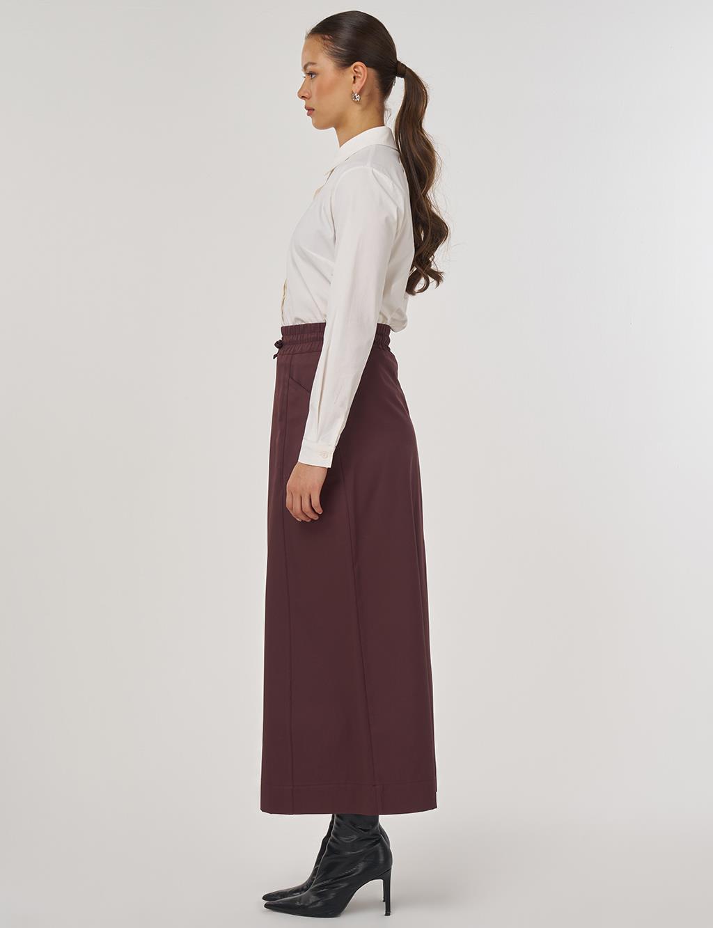 Pocket-Detail Relaxed-Fit Skirt – Dark Burgundy 