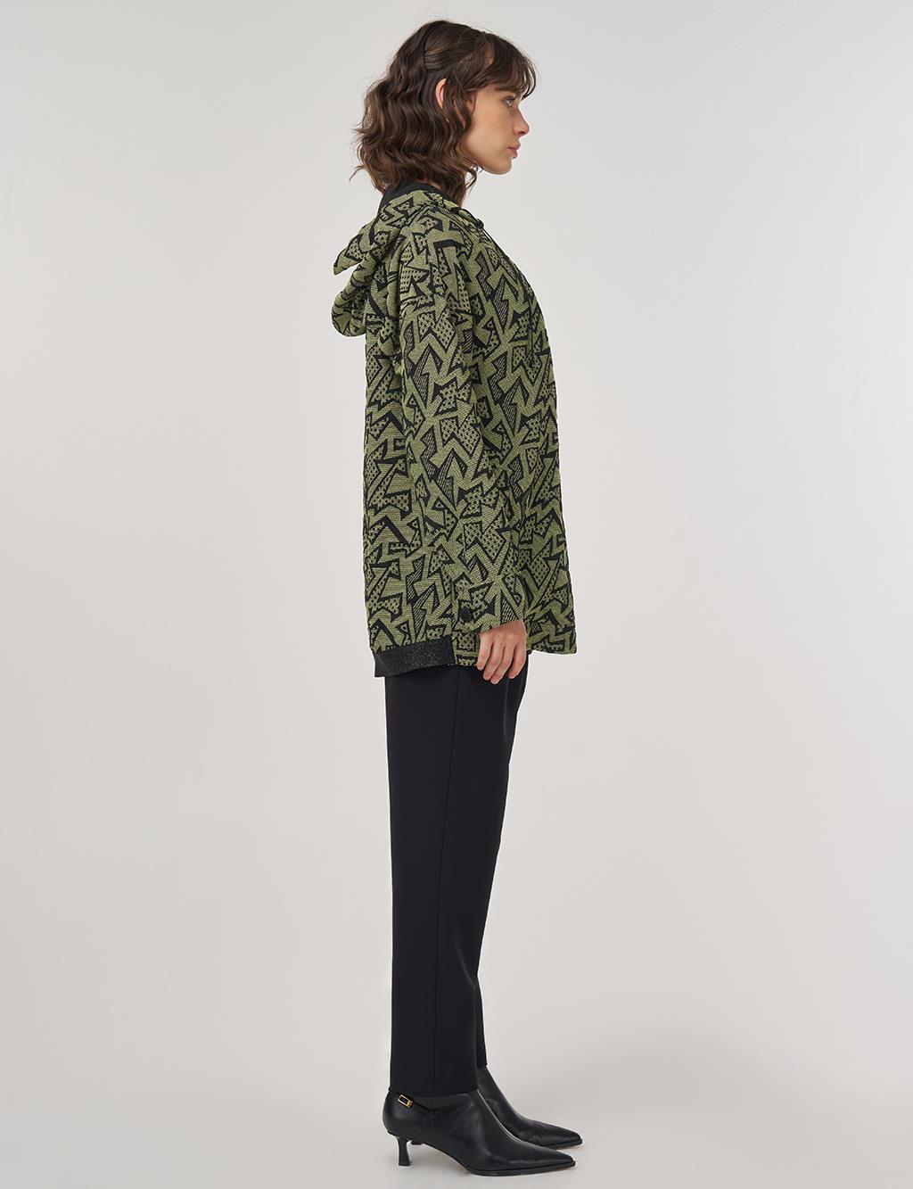 Abstract Pattern Hooded Jacket – Lime
