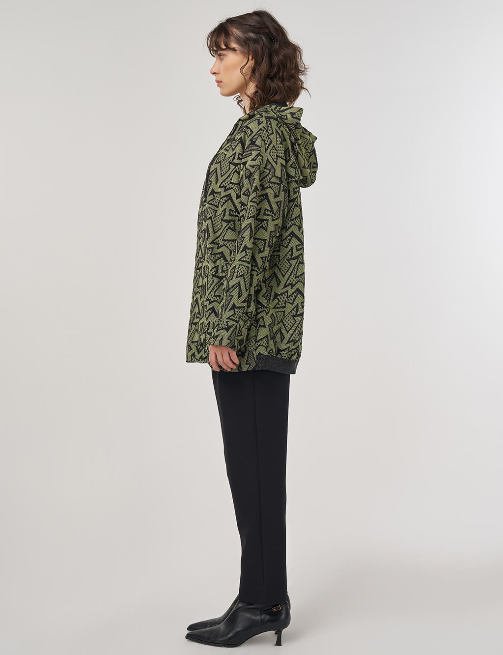 Abstract Pattern Hooded Jacket – Lime